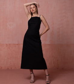 Black Backless Western Dress for Ladies 2