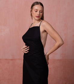 Black Backless Western Dress for Ladies 3