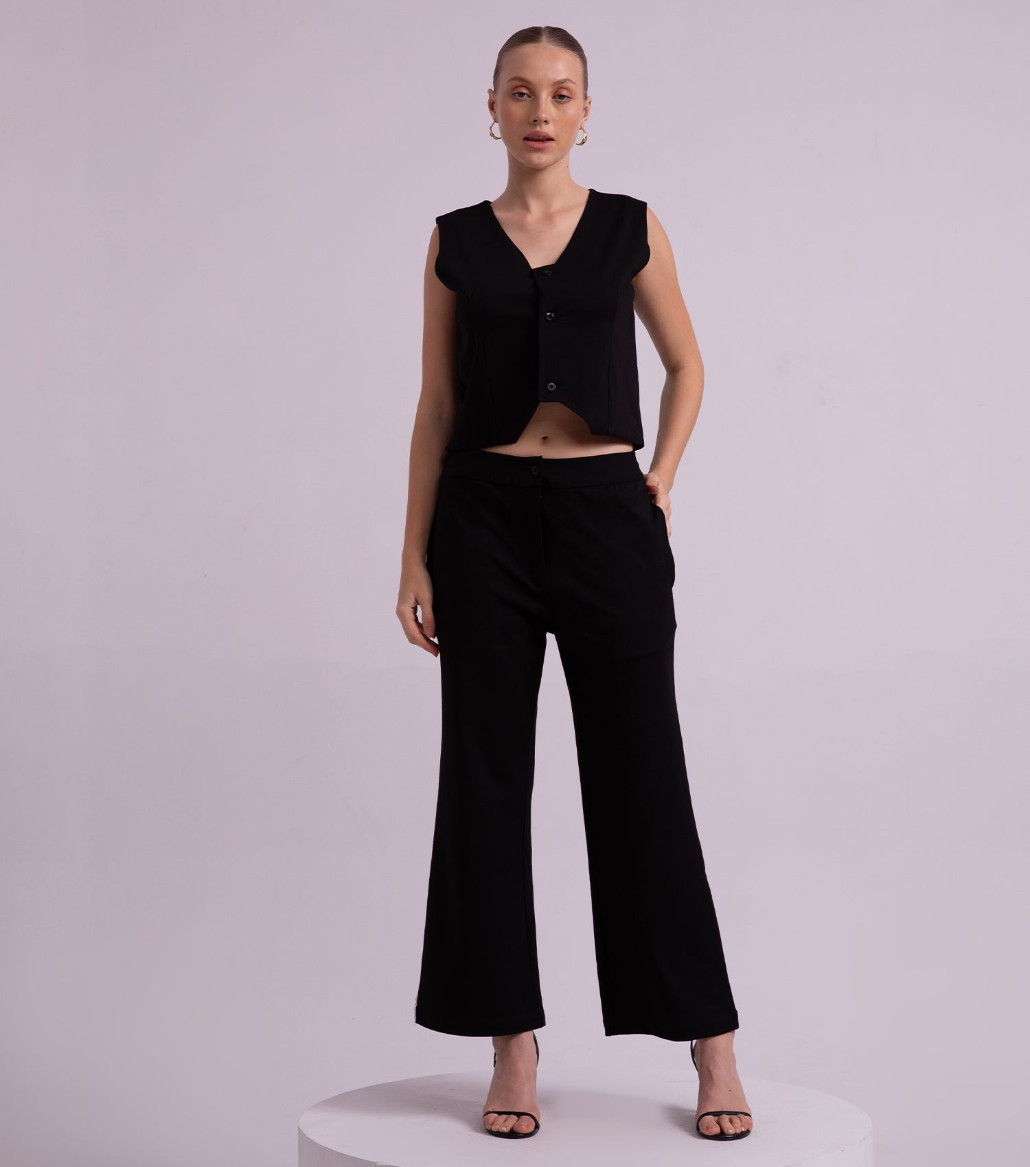 Black Straight Comfy Trouser 1