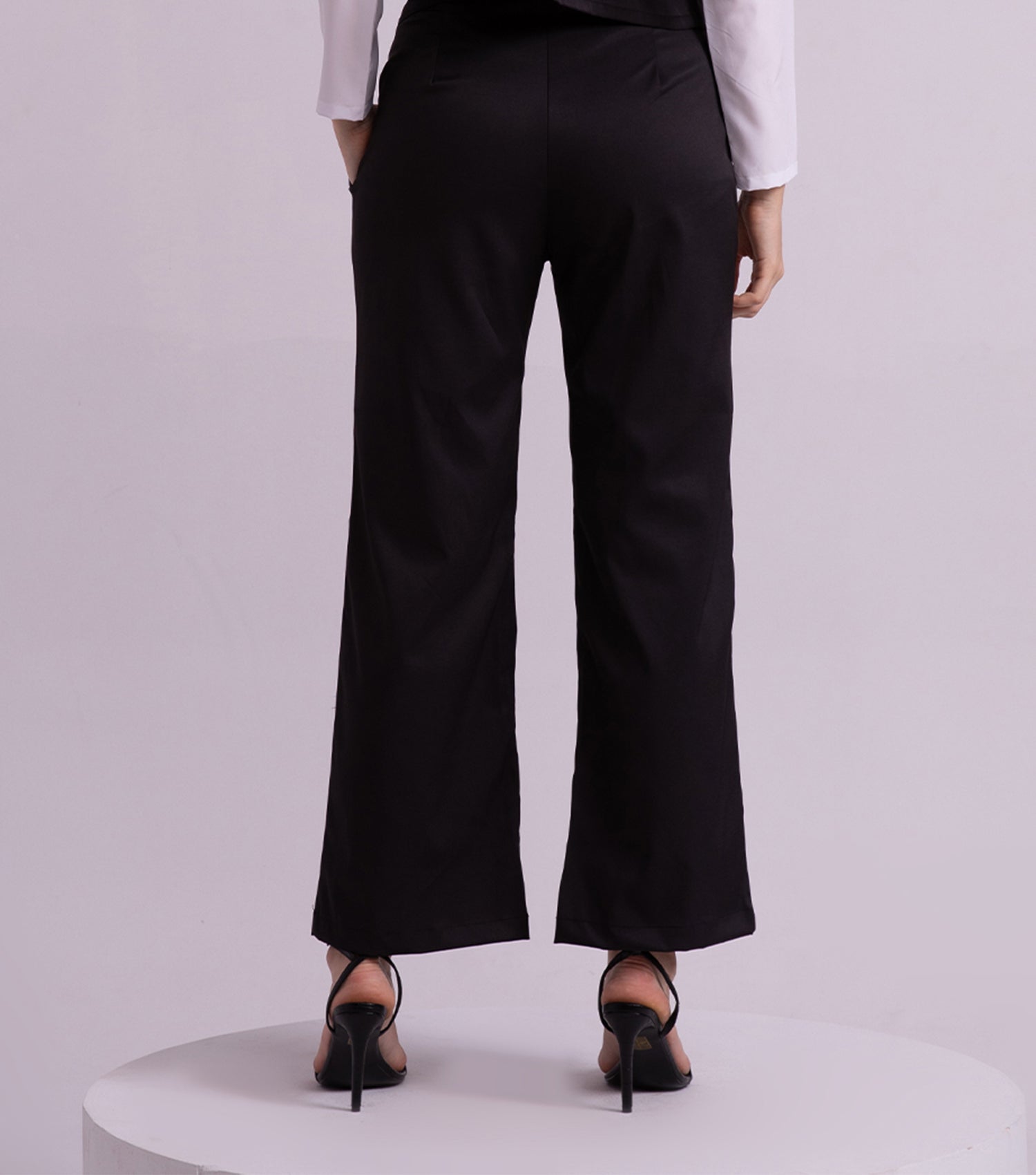 Black Twill Wide Leg Pant for Women 5