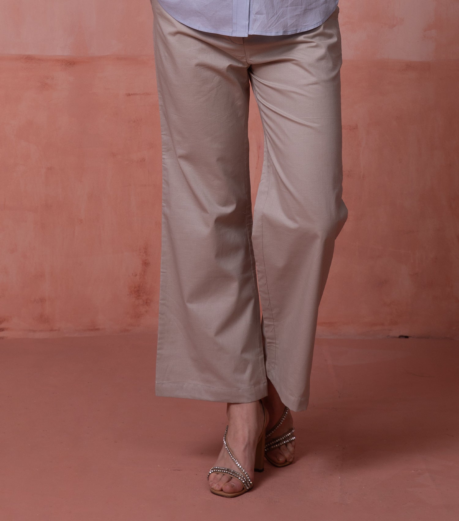 Classic Beige Plain Pant for Women 2