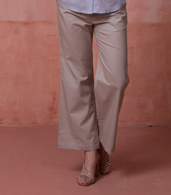 Classic Beige Plain Pant for Women 2