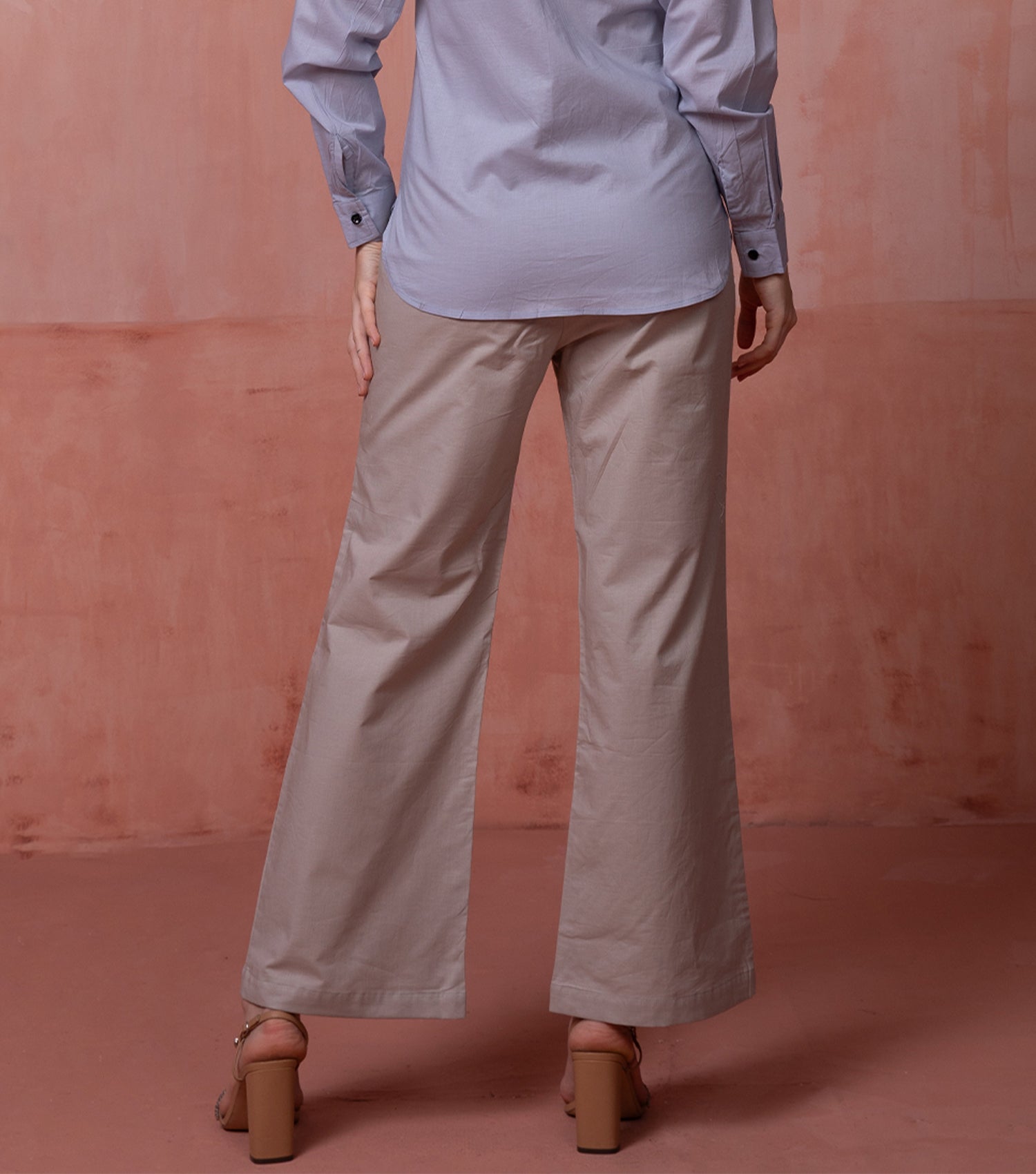 Classic Beige Plain Pant for Women 4