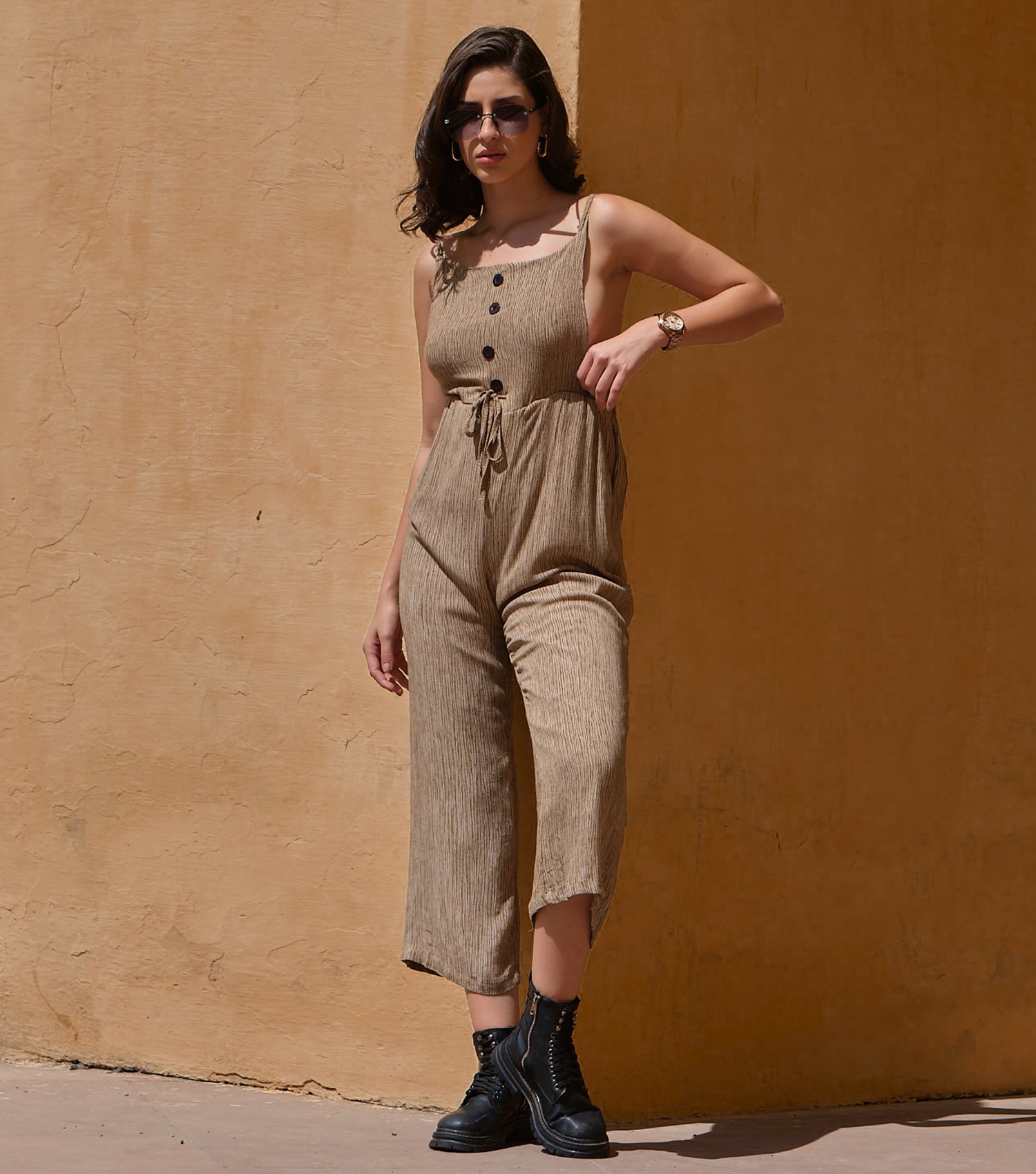 Beige Backless Jumpsuit 1