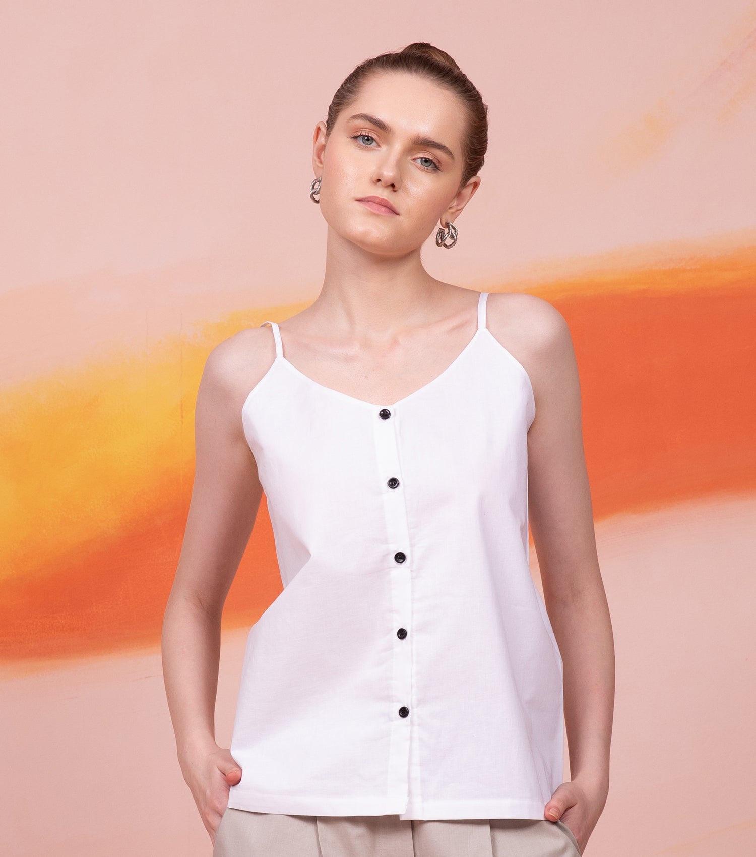 White Sleeveless Top for Women 2