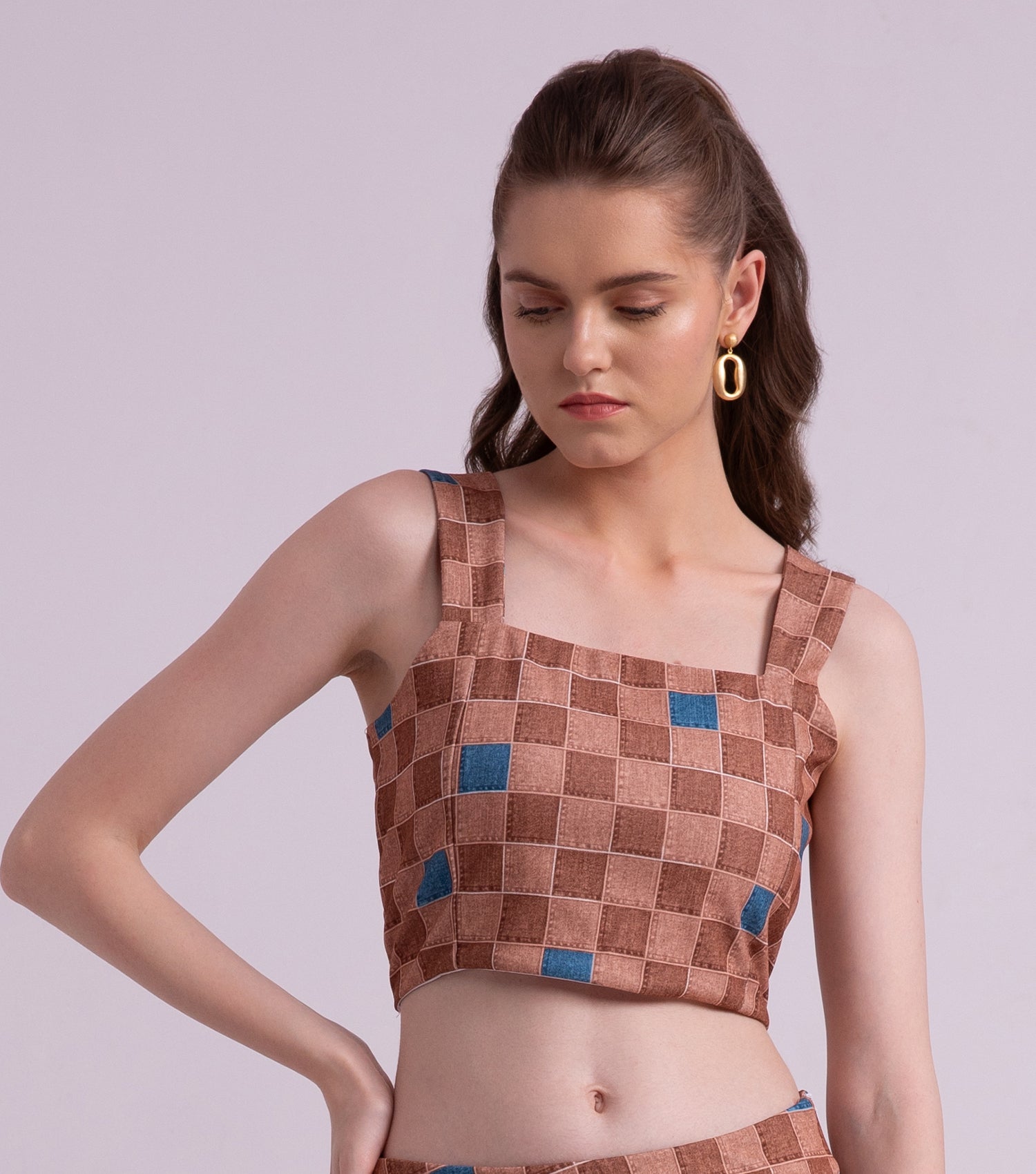 Tesserae Printed Party Crop Top | 3 bison