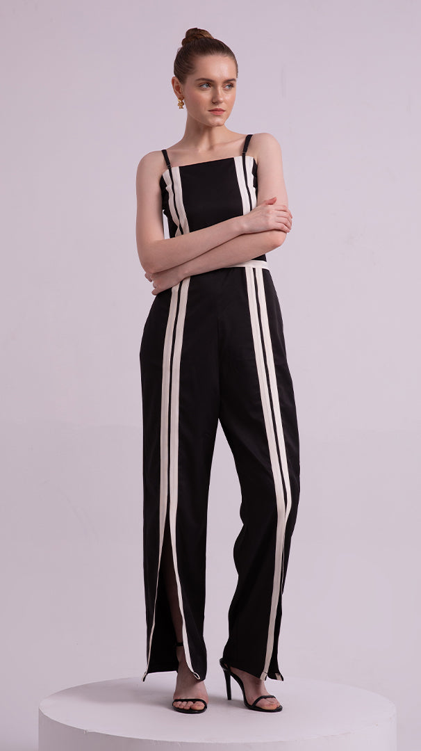 White Stripe Noir Jumpsuit 6